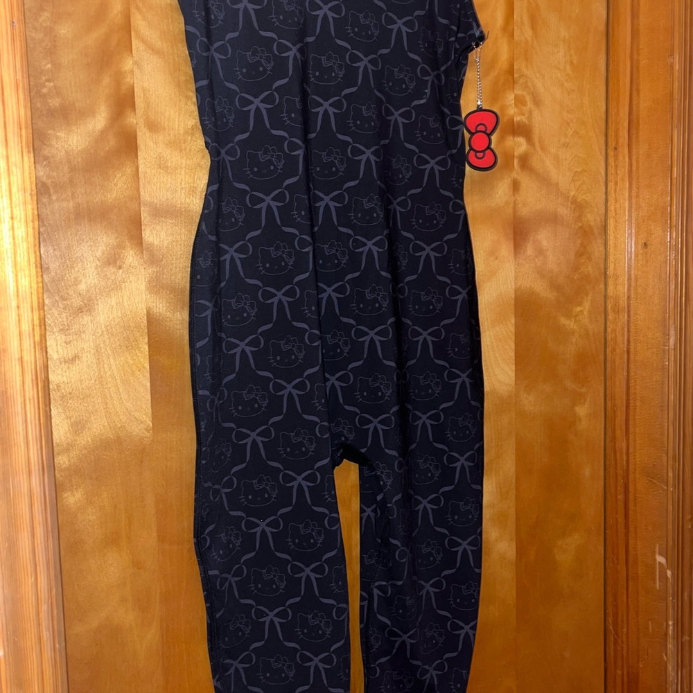 LIMITED EDITION! BRAND NEW Hello Kitty Black Jumpsuit W/ Bow and Kitty Pattern